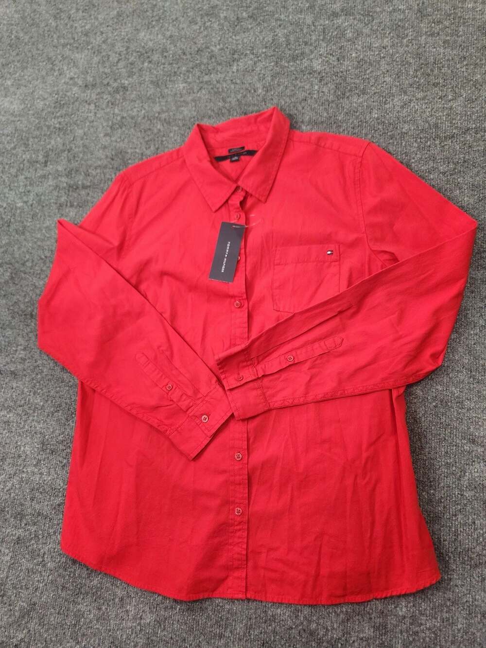 Tommy Hilfiger Classic Fit Long Sleeve Button Down Shirt Red XL
